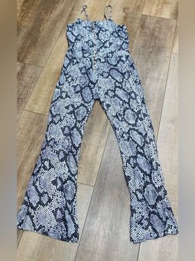 Chasor Snake-Print Sleeveless jumpsuit in Black and cream women’s Small NWT